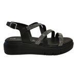 Laura Bizzarri Sandalo Donna in Pelle Nera con Strass