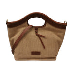 Pelletteria Veneta Borsa a Mano Donna in Pelle e Raffia Cuoio con Pochette