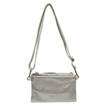 Pelletteria Veneta Borsa a Tracolla Donna Double Face in Pelle Argento Bianco