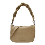 Pelletteria Veneta Borsa a Spalla Donna in Pelle Beige con Manico Intrecciato e Tracolla