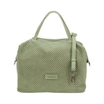 Pelletteria Veneta Borsa a Mano Donna in Nabuck Traforato Salvia con Tracolla