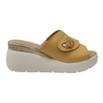 Melluso Ciabatta Donna in Pelle Gialla con Zeppa Alta 70mm