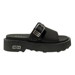 Cult Ciabatta Donna in Pelle Nera con Fibbia Laterale