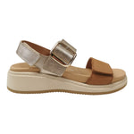 Descanflex Sandalo Donna in Pelle Cuoio Oro con Fibbia