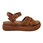 Inuovo Sandalo Donna in Pelle Cuoio Intrecciata con Platform Alto 40mm