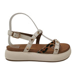Inuovo Sandalo Platform Donna in Pelle Crema con Dettaglio Leopardato