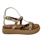 Inuovo Sandalo Platform Donna in Pelle Oro con Dettaglio Leopardato