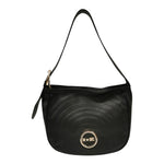 M Brc Borsa a Spalla Donna Linea Round in Pelle Nera con Logo