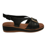 Susimoda Sandalo Donna in Pelle Nera con Accessorio e Zeppa Alta 40mm