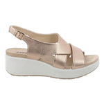 Enval Soft Sandalo Donna Champagne in Pelle con Zeppa Alta 60mm