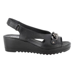 Enval Soft Sandalo Donna Nero in Pelle con Catena e Zeppa Alta 55mm