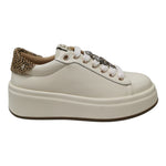 Gio+ Sneakers Donna Platform Latte in Pelle con Serpente Gioiello