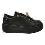 Gio+ Sneakers Donna Platform in Pelle Nera con Accessori Gioiello