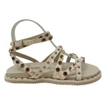 Cult Sandalo Donna in Pelle Bianco Sporco Oro