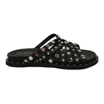 Cult Ciabatta Donna in Pelle Nera con Borchie Argento