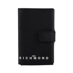John Richmond Portacarte Uomo in Pelle Saffiano Nera con Bottone e Clip