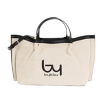 By Byblos Borsa a Mano Grande Donna in Ecopelle e Raffia Naturale Nero