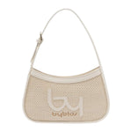 By Byblos Borsa a Spalla Media in Ecopelle e Raffia Naturale Avorio
