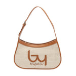 By Byblos Borsa a Spalla Media in Ecopelle e Raffia Naturale Cuoio
