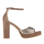 Nero Giardini Sandalo bronzo in pelle e camoscio t.10