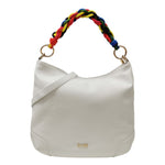 M Brc Borsa a Spalla Donna Story in Pelle Bianco Multi con Manico Intrecciati