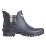 Barbour Stivaletto Donna in Gomma Blu con Tacco Largo Alto 30mm