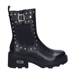 Cult Stivaletto Donna Nero in Pelle con Borchie e Tacco Largo Alto 60mm