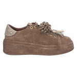 Gio+ Oliva Sneakers Donna in Camoscio Tortora Platform con Accessori