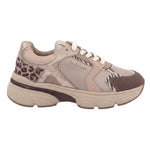 Janet&Janet Sneakers Donna in Pelle e Camoscio Nudo con Inserti Animalier