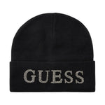 Guess Cappello Donna Nero con Logo Lettering Strass