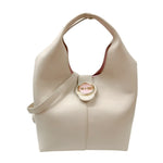 M Brc Borsa a Mano Donna in Pelle Avorio Linea Double con Pochette