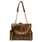 M Brc Borsa a Spalla Donna Linea Rock in Pelle Cuoio con Tracolla