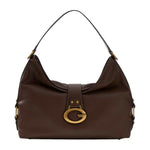 Guess Borsa a Spalla Grande Donna in Ecopelle Espresso Camden con Dettaglio Dorato