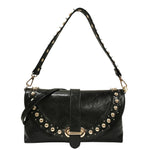 M Brc Borsa a Spalla Donna Linea Rock in Pelle Nera con Tracolla e Borchie