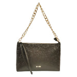 M Brc Borsa a Spalla Donna Linea Print in Pelle Moro con Manico a Catena