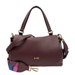M Brc Borsa a Mano Donna LInea Obona in Pelle Borgogna con Doppia Tracolla