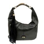 M Brc Borsa a Spalla Donna Linea Circle in Pelle Nera con Pendente