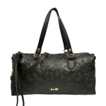 M Brc Borsa a Mano Donna Linea Print Nera in Pelle con Tracolla