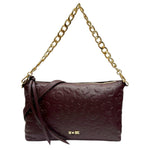 M Brc Borsa a Spalla Donna Linea Print in Pelle Borgogna con Manico a Catena