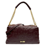 M Brc Borsa a Spalla Donna Linea Print Borgogna con Manico Catena e Tracolla