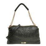 M Brc Borsa a Spalla Donna Linea Print Nera con Manico Catena e Tracolla