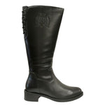 Carmela Stivale Donna in Pelle Nero con Laccettie e Tacco Largo Alto 40mm