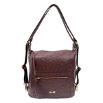 M Brc Borsa/Zaino Donna Linea Print in Pelle Borgogna