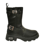 Cult Young Biker Bambina Nero in Ecopelle con Fibbie Numero 35