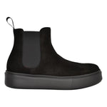 Frau Beatles Donna in Camoscio Nero con Elastico Laterale
