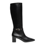 Nero Giardini Stivale Donna in Pelle Nera con Dettaglio Oro e Tacco Largo Alto 50mm