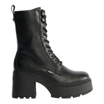 Buffalo Mila Lace Up Mid Anfibio Stringato Donna Nero con Tacco Alto 85mm