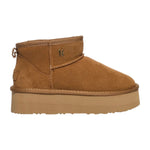 Keys Stivaletto Donna Cammello in Camoscio Platform con Pelliccia