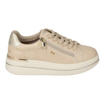 Valleverde Sneakers Donna in Ecopelle Crema con Lacci e Zip