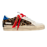 Crime London Sneakers Donna Bianco Leopardato SKATE Cheetah Pop